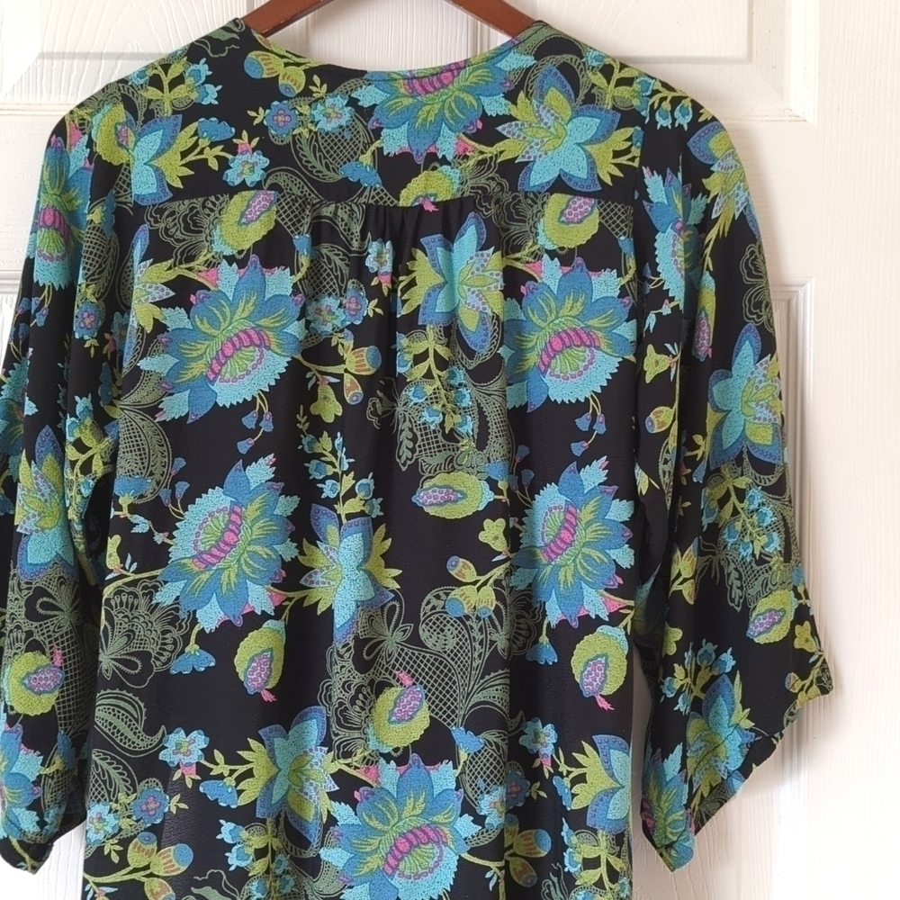 Love Lucy Love The Weekender Floral Tie Front Quarter Sleeve Kimono Cardigan XS - Picture 14 of 14